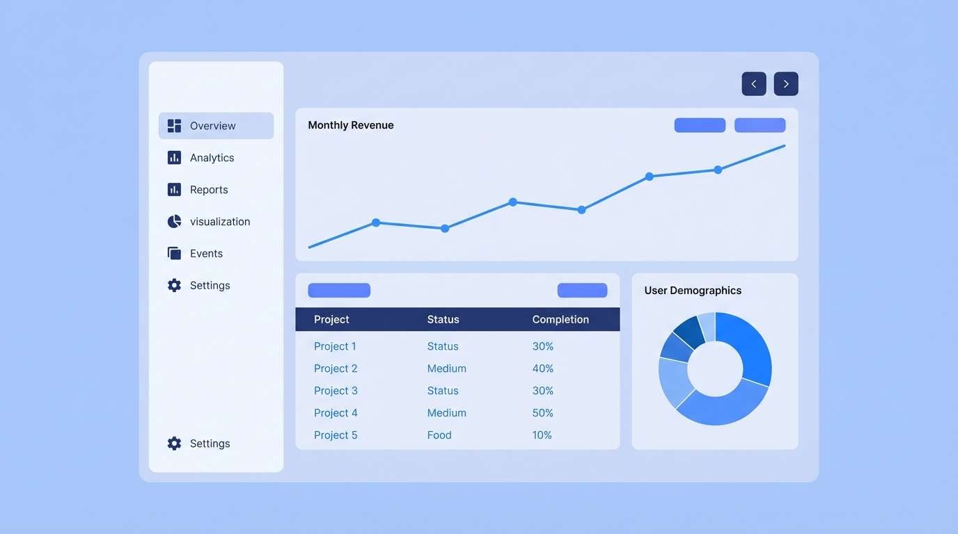 analytics dashboard in cool blues