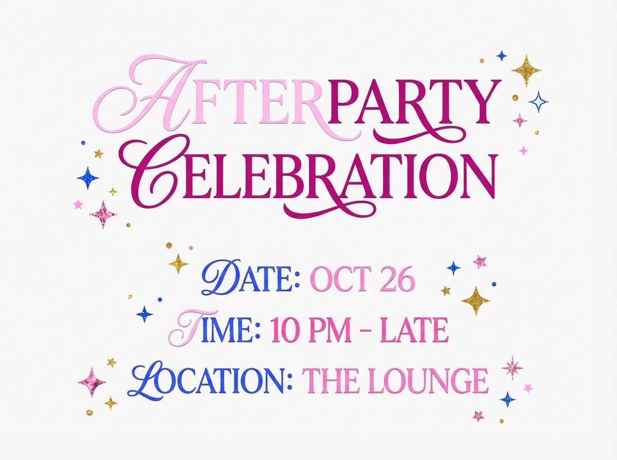 afterparty flyer in pink blue