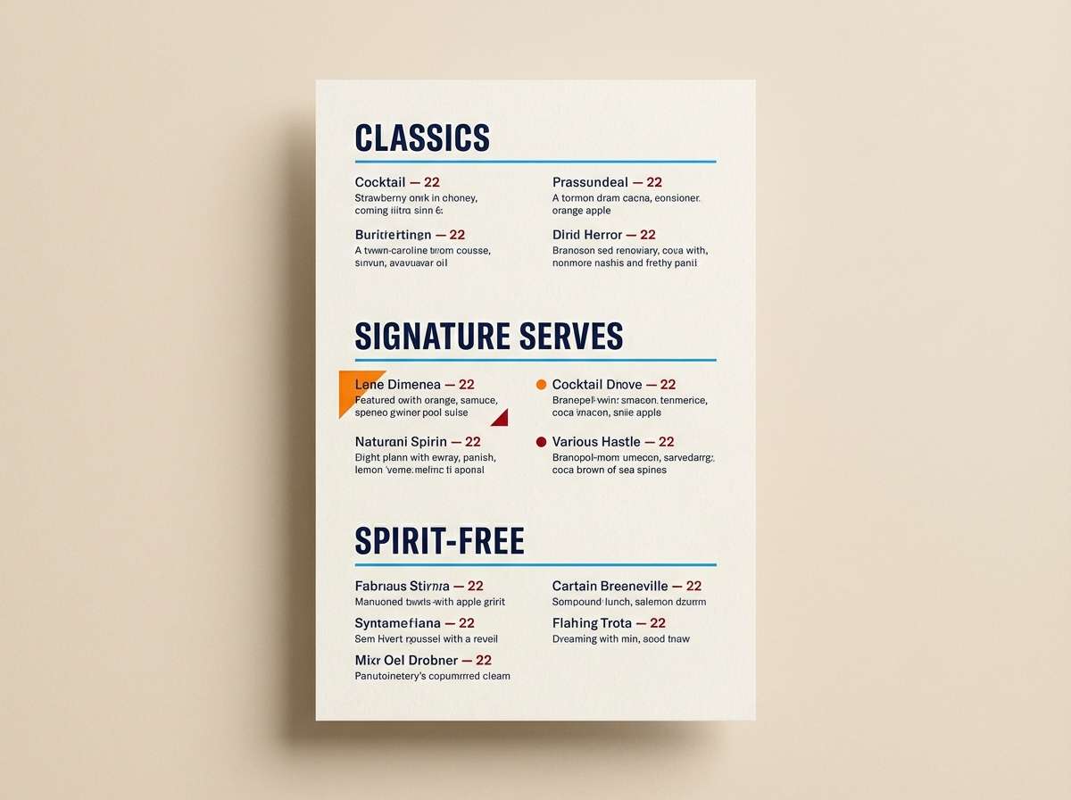 cocktail menu layout