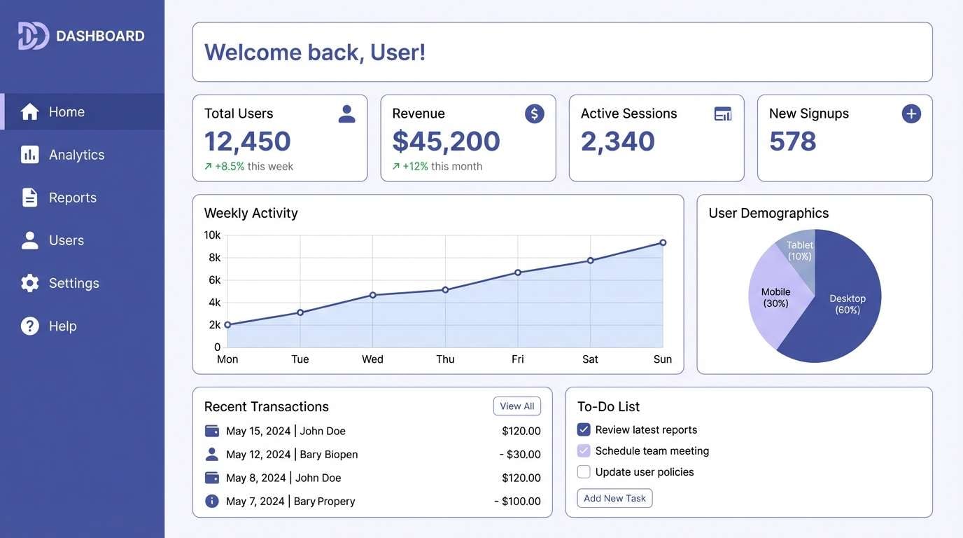 cloudy periwinkle ui dashboard