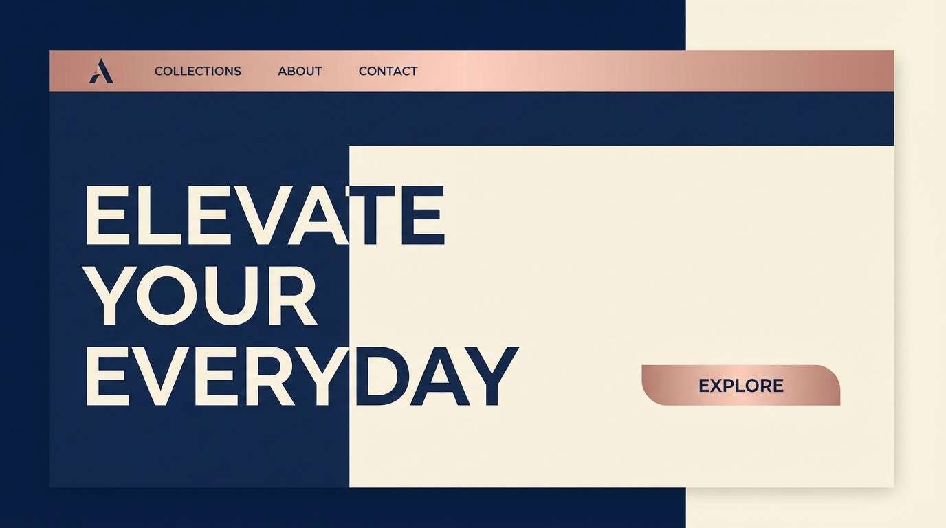 luxury landing hero in navy