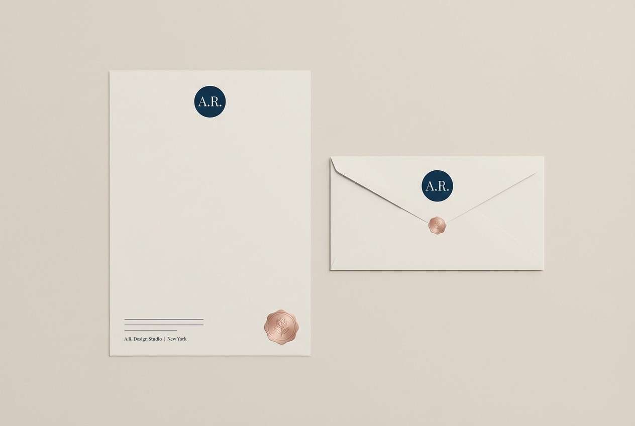 monogram stationery in ink blue