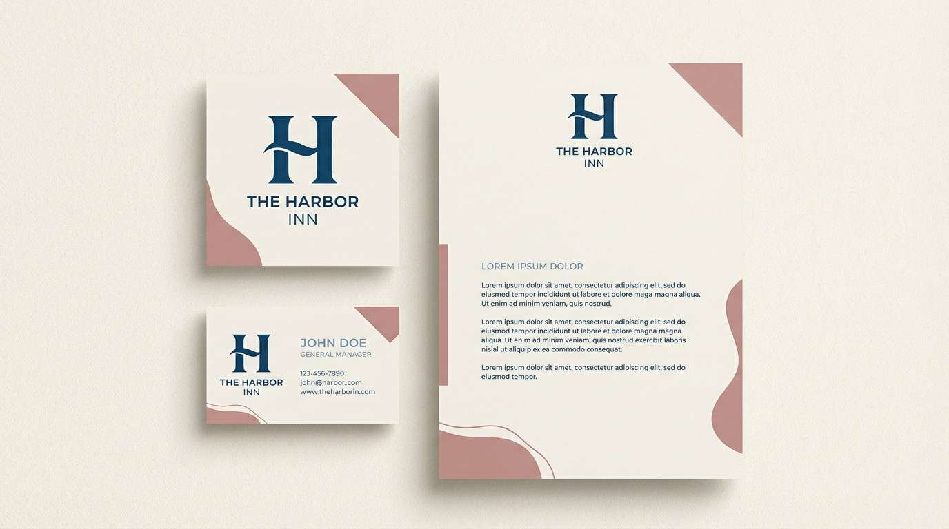 hotel branding kit in muted blues