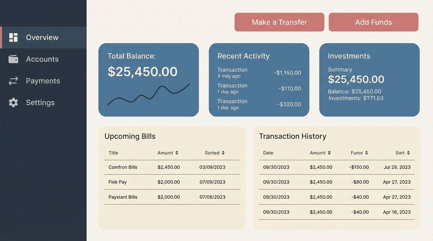 fintech dashboard ui mockup