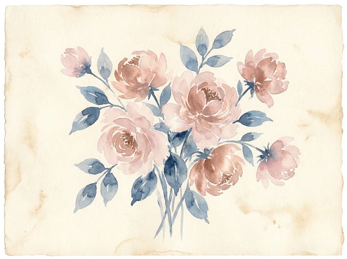 watercolor bouquet in soft blues