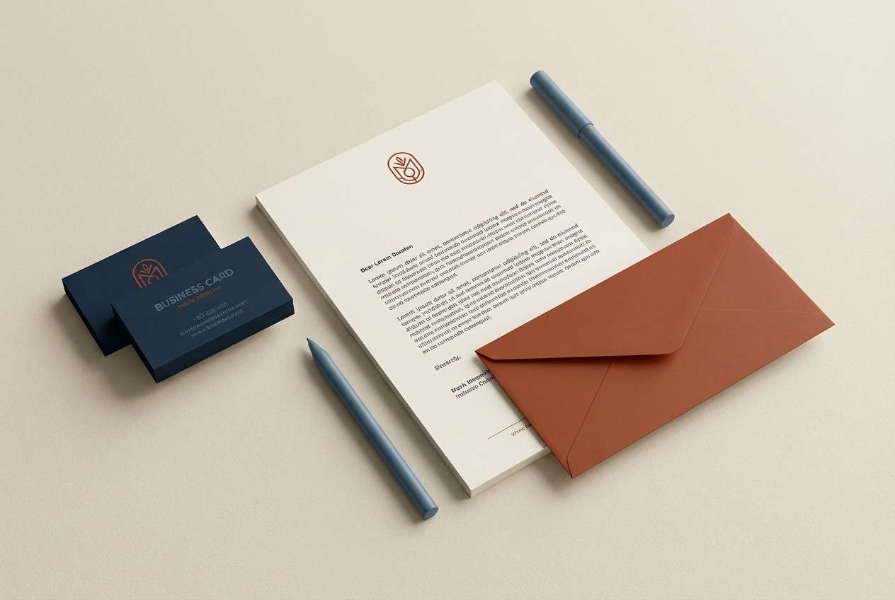 navy rust stationery mockup