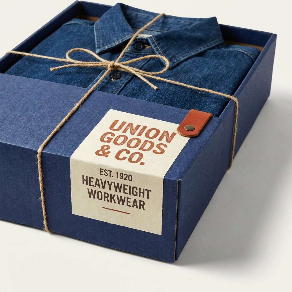 heritage label in blue rust