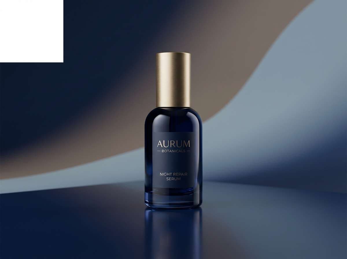 skincare ad in twilight blue taupe