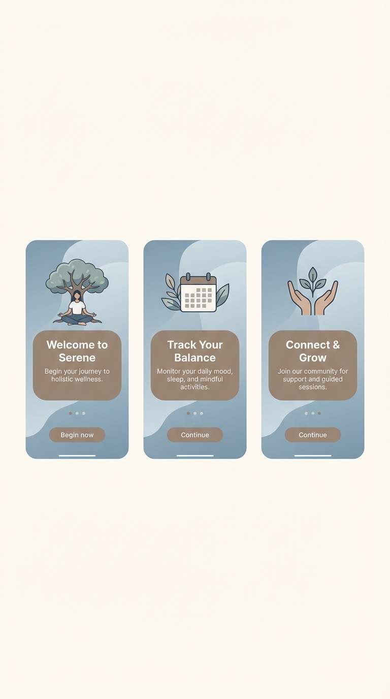 wellness onboarding in soft blue taupe