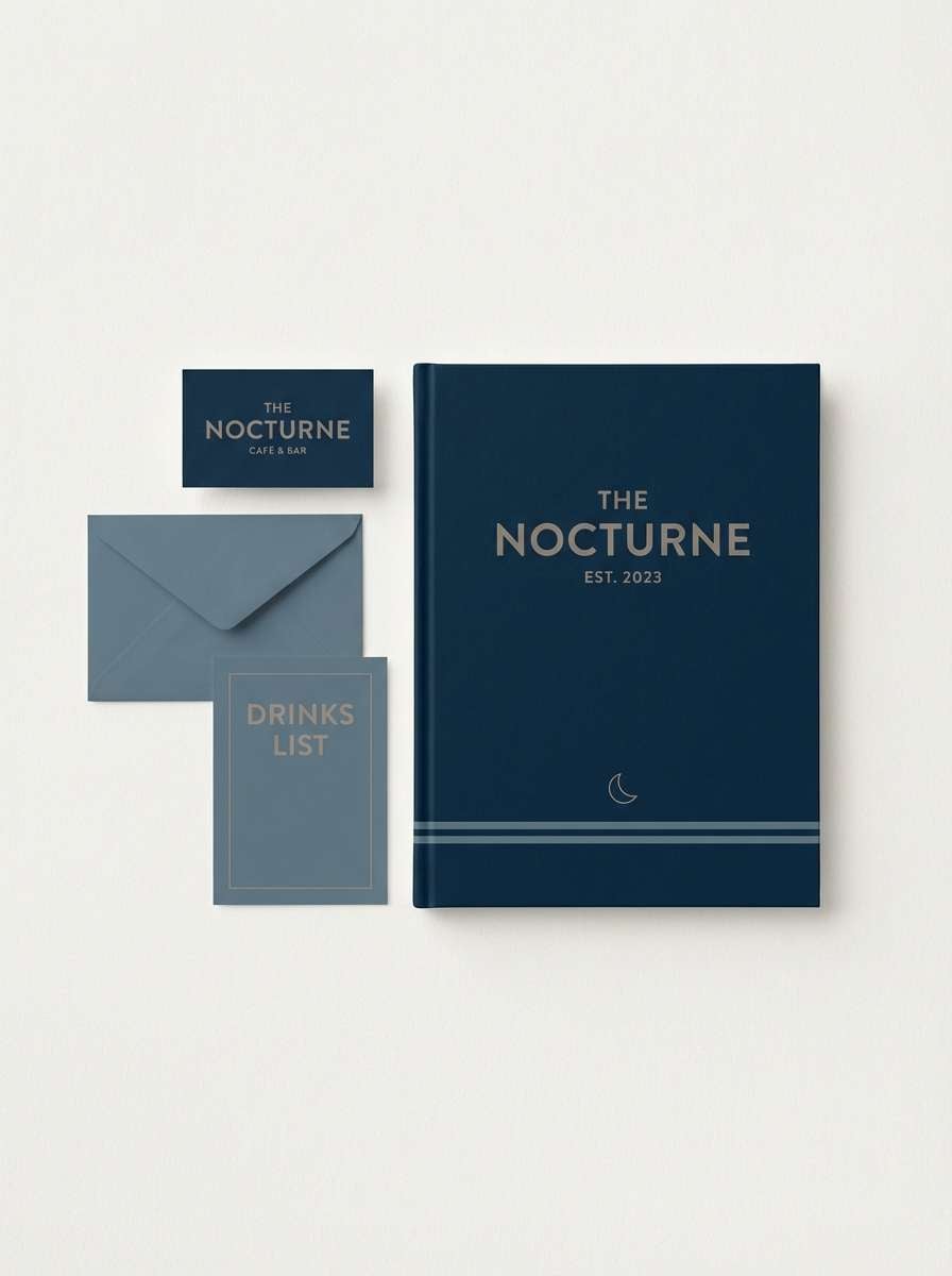 menu cover in night blue taupe