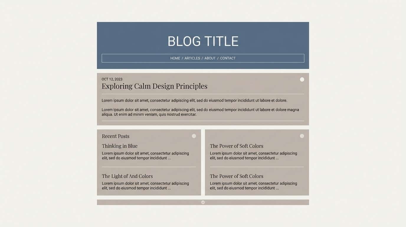 minimal blog ui in blue taupe