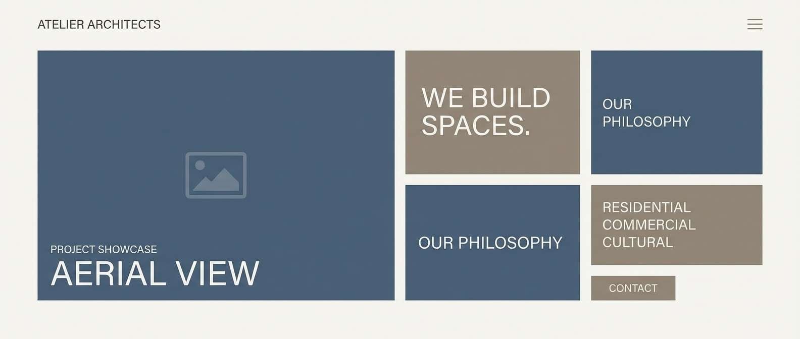 architecture website hero in slate blue