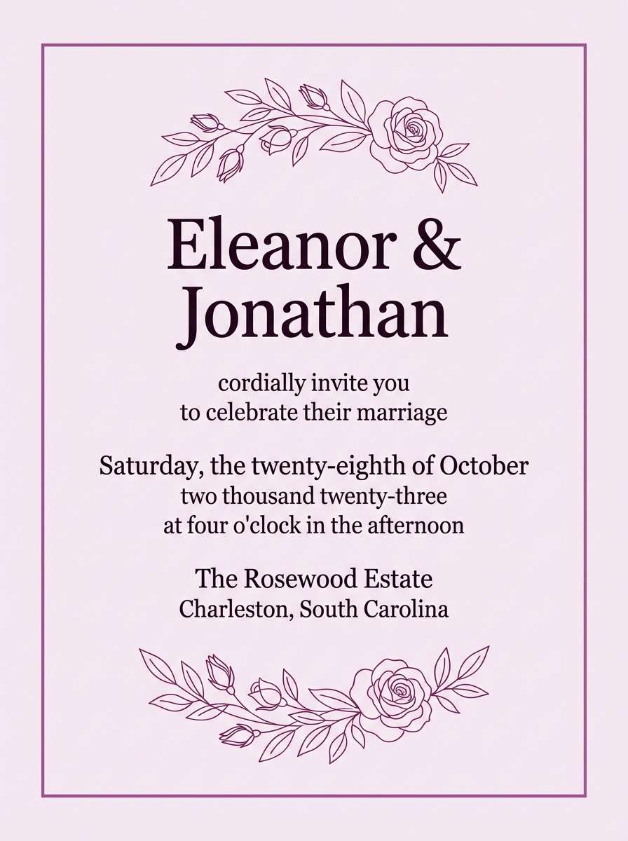 violet wedding invitation