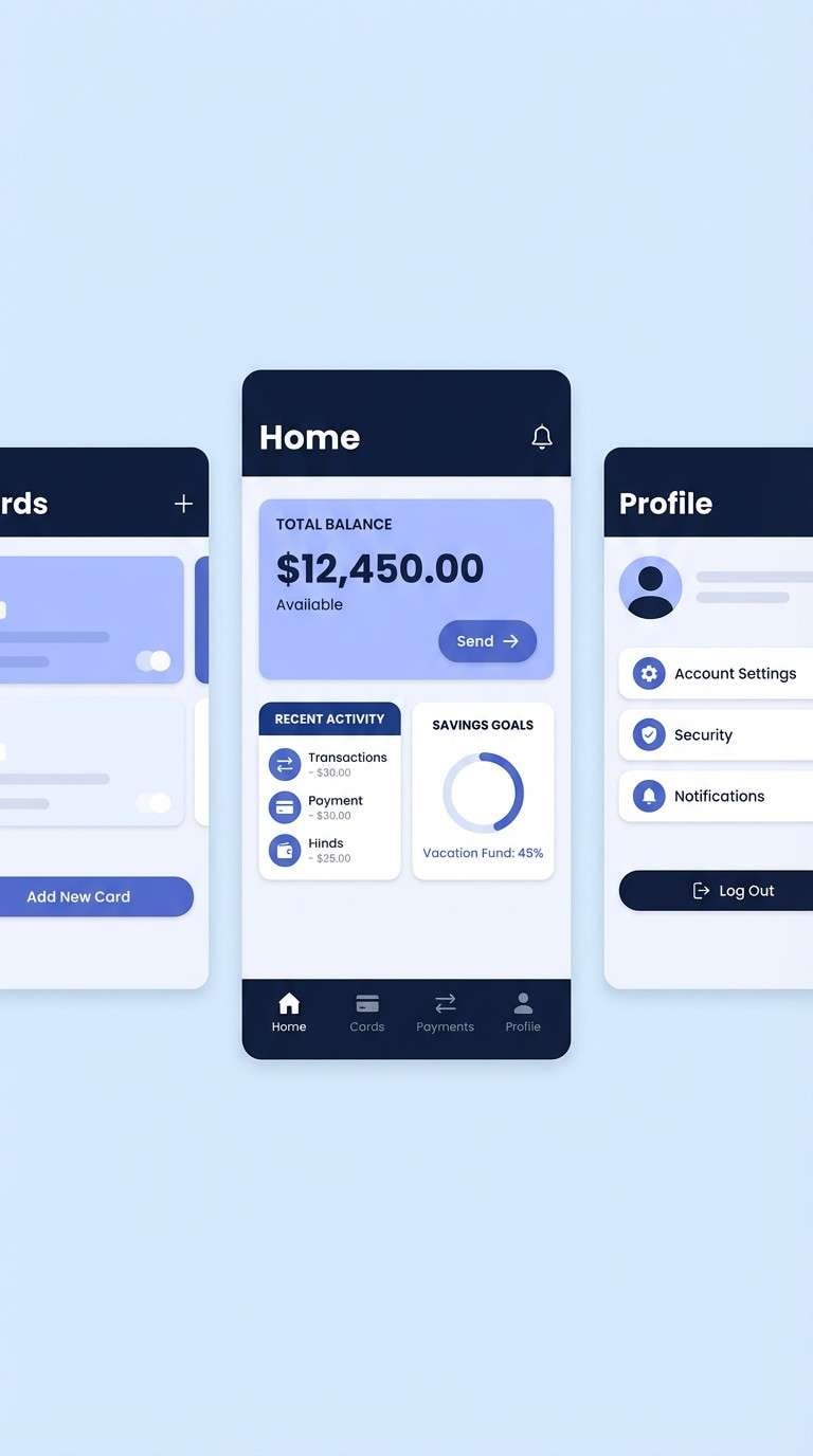 fintech violet mobile ui