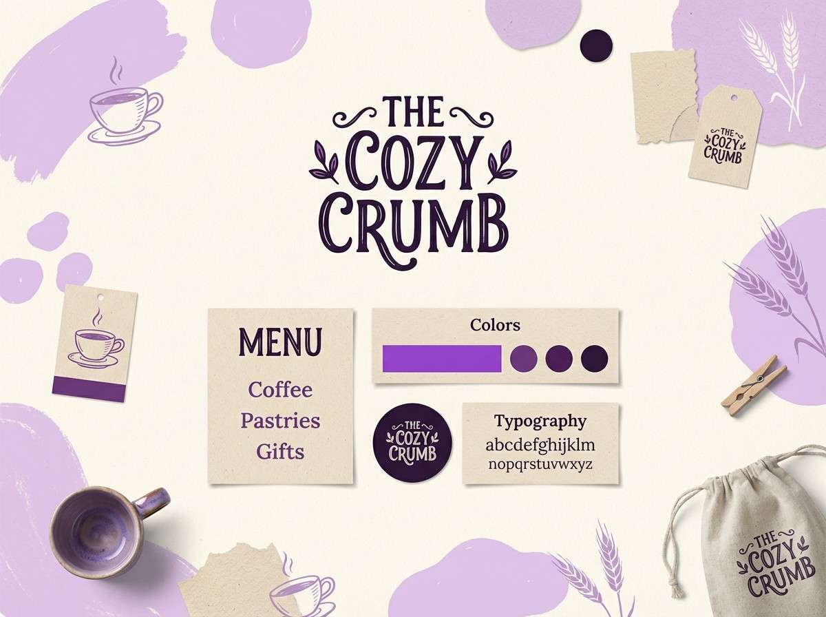 amethyst cafe branding board