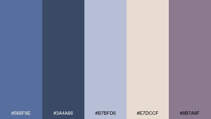 bluebell smoke color palette with hex codes