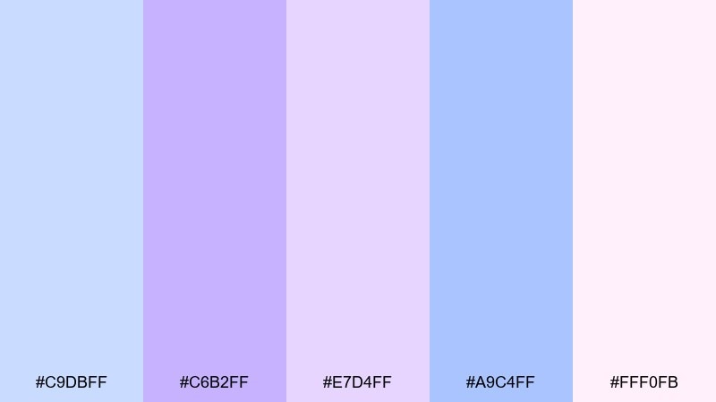 blueberry milkshake pastel blue purple color palette with hex codes