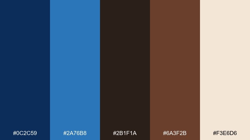 blueprint bourbon blue dark brown color palette with hex codes