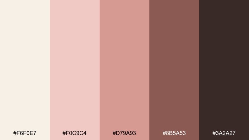 blush and cocoa eggshell color palette with hex codes
