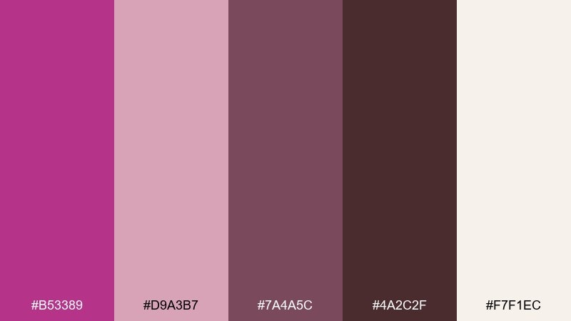 blush and cocoa fandango color palette with hex codes