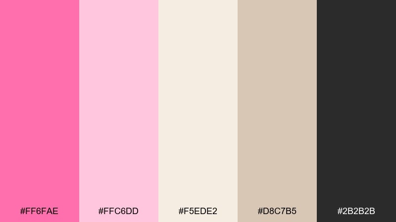 blush and oat flamingo pink color palette with hex codes
