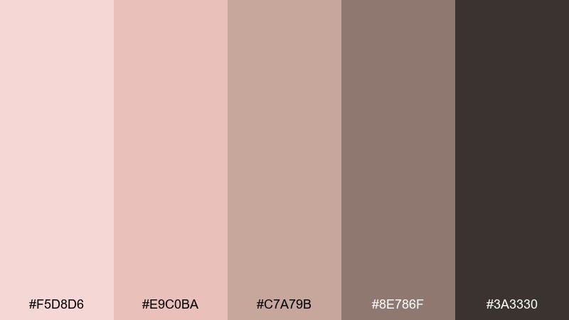 blush and pebble elegant color palette with hex codes
