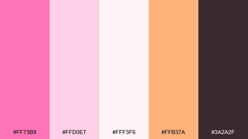 blush apricot glow candy pink color palette with hex codes