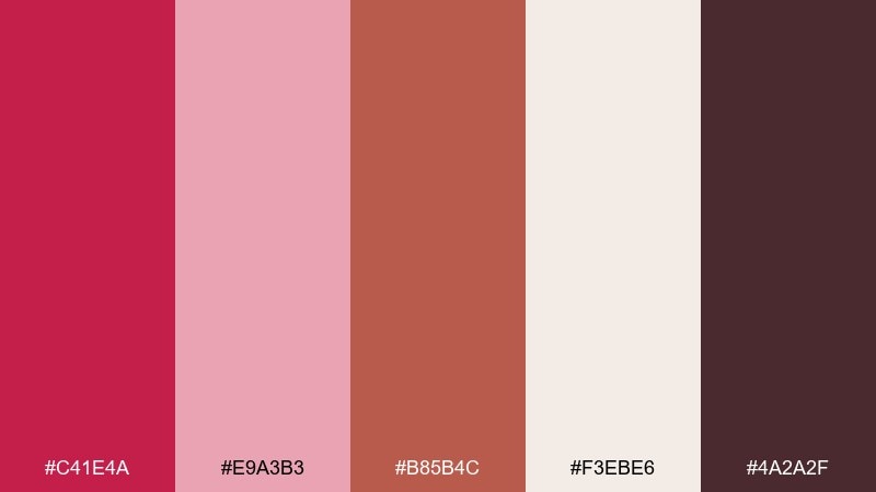 blush brick rose red color palette with hex codes