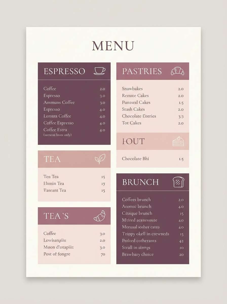 romantic cafe menu design