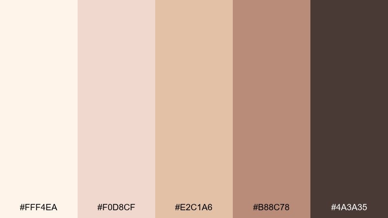 blush champagne cream ivory color palette with hex codes