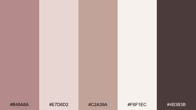 blush clay neutrals rose taupe color palette with hex codes