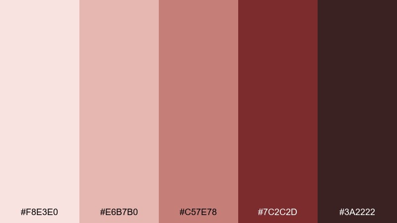 blush clay pink maroon color palette with hex codes