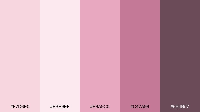 blush cloud pale pink color palette with hex codes