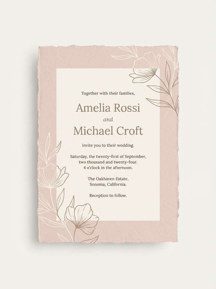 romantic wedding invitation layout