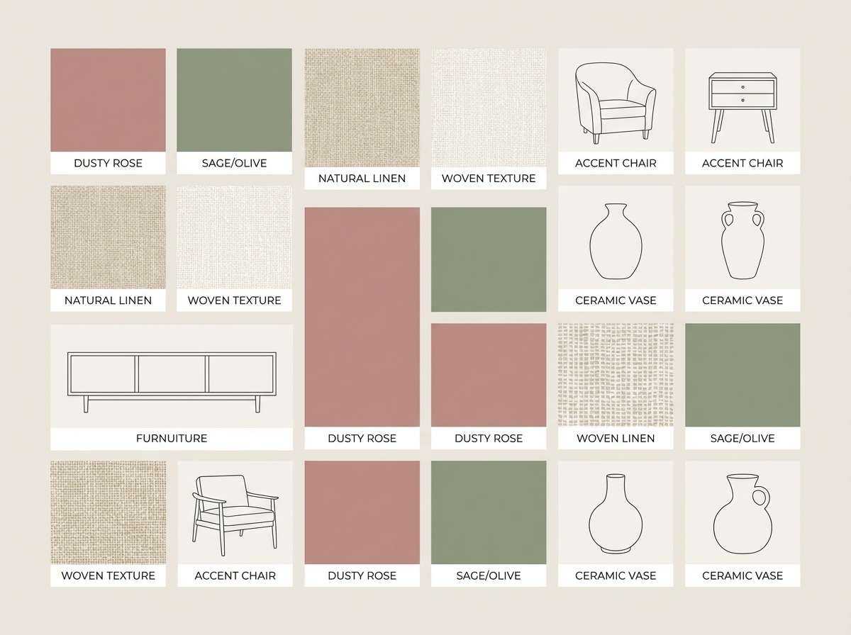 dusty rose sage moodboard