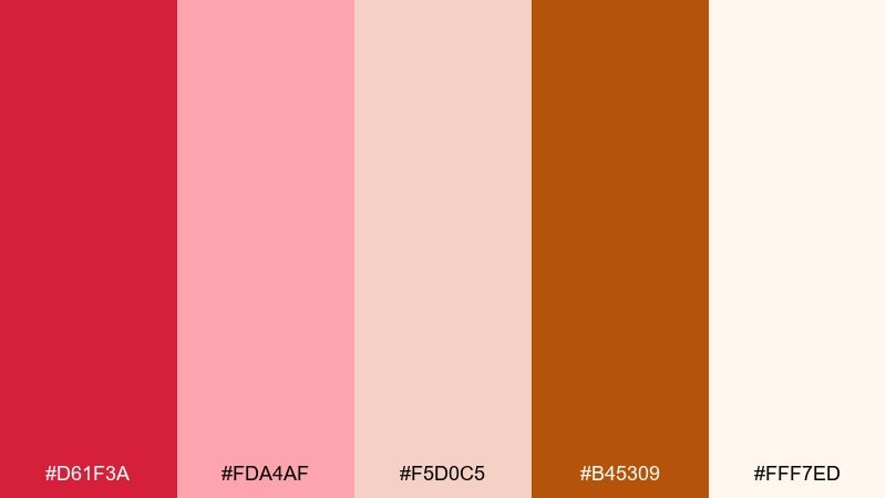 blush copper lust color palette with hex codes
