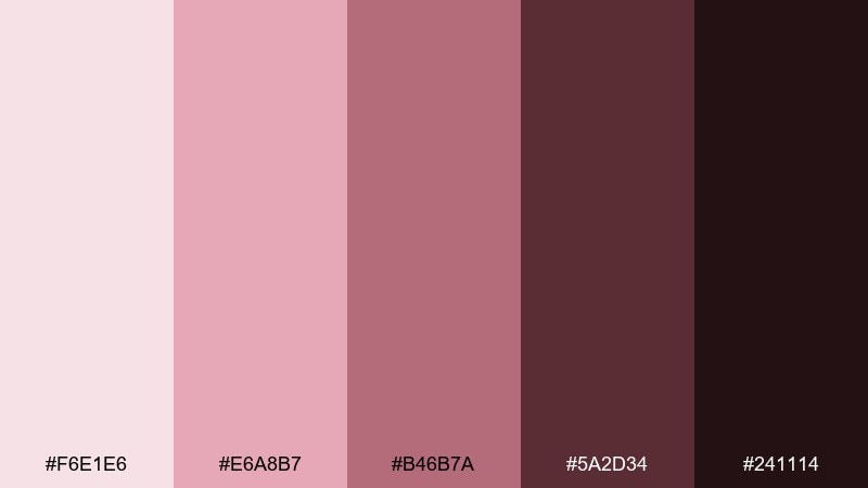 blush espresso coffee shop color palette with hex codes