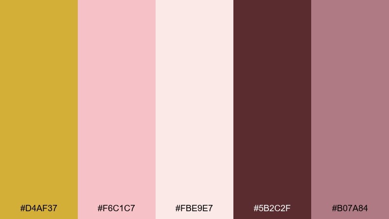 blush gold romance color palette with hex codes