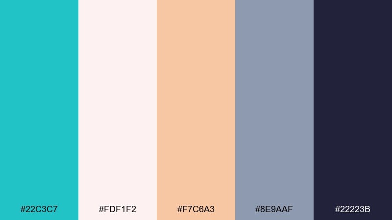 blush lagoon color palette with hex codes