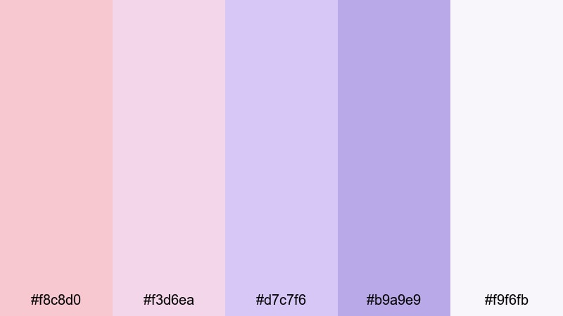 blush lavender haze color palette with hex codes