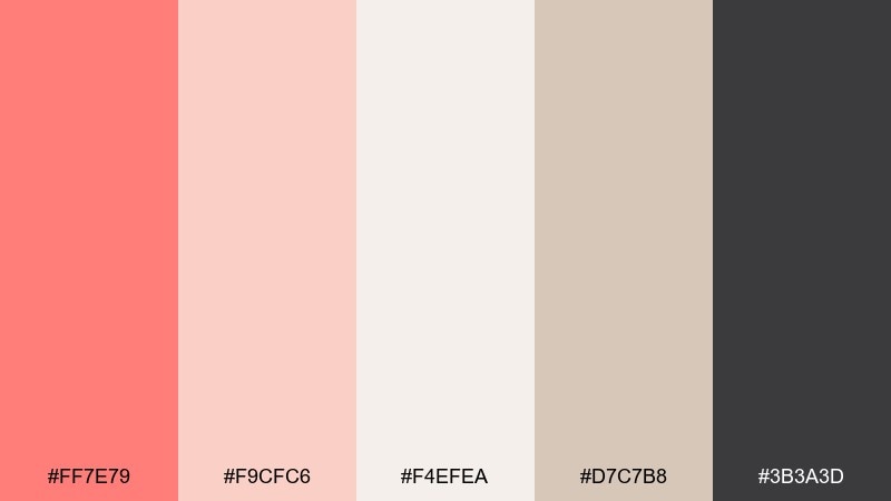 blush linen minimal coral salmon color palette with hex codes