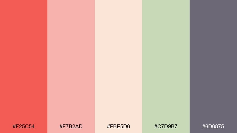 blush linen tomato color palette with hex codes