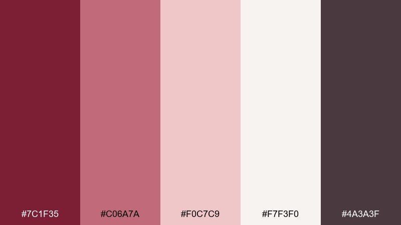 blush merlot color palette with hex codes