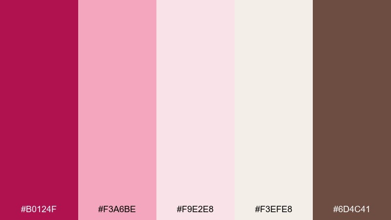 blush mocha minimal raspberry pink color palette with hex codes