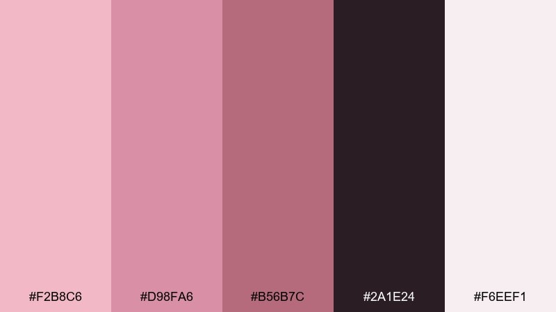 blush noir luxe blush color palette with hex codes