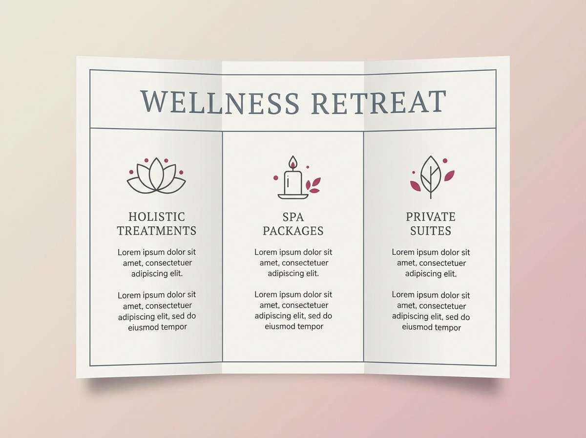 spa brochure in blush