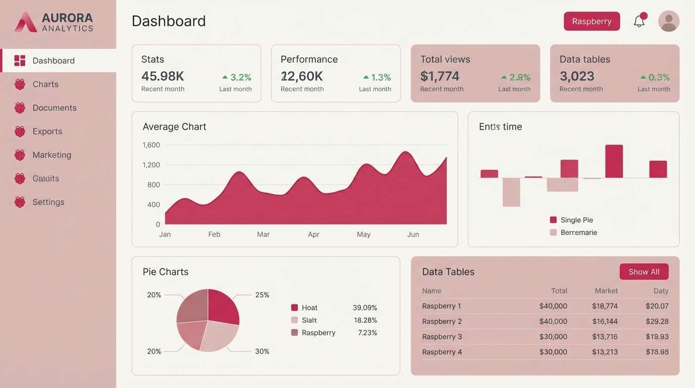 dusty rose dashboard ui