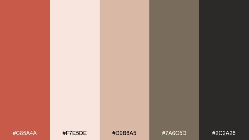 blush sandstone dark coral color palette with hex codes
