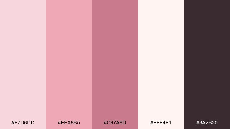 blush satin rose color palette with hex codes
