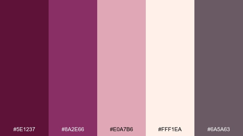 blush tannin purple wine color palette with hex codes